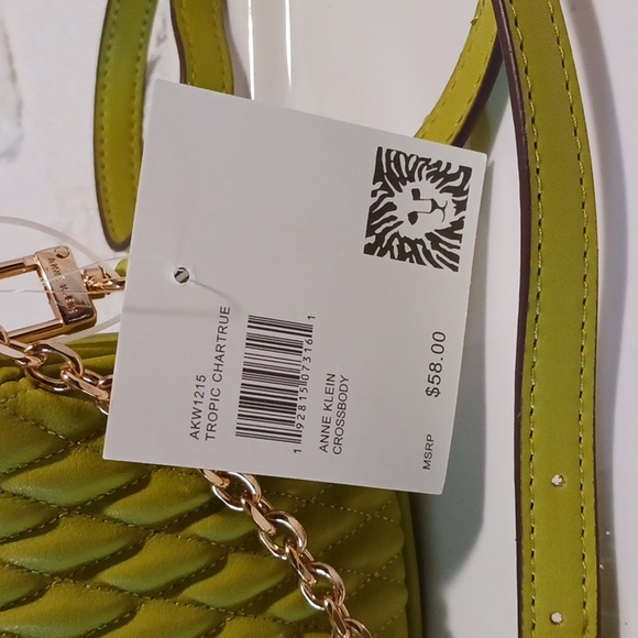 Anne Klein Tropic Chartreuse Mini Quilted Crossbody Bag ⚜️ 👑 ⚜️ - Picture 5 of 13